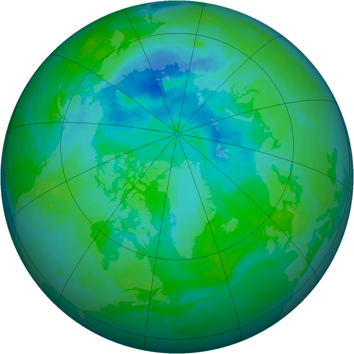 Arctic ozone map for 10 August 1993